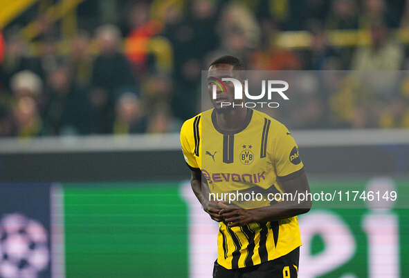 Serhou Guirassy of Borussia Dortmund  looks on during the Champions League Round 4 match between Borussia Dortmund v SK Sturm Graz at the Si...