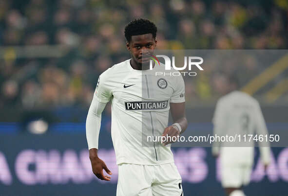 Tochi Chukwuani of SK Sturm Graz  looks on during the Champions League Round 4 match between Borussia Dortmund v SK Sturm Graz at the Signal...