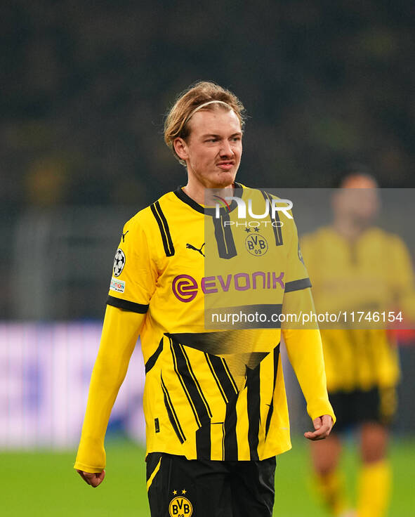 Julian Brandt of Borussia Dortmund  looks on during the Champions League Round 4 match between Borussia Dortmund v SK Sturm Graz at the Sign...