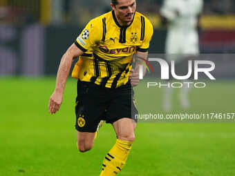 Marcel Sabitzer of Borussia Dortmund  looks on during the Champions League Round 4 match between Borussia Dortmund v SK Sturm Graz at the Si...