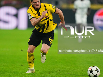 Marcel Sabitzer of Borussia Dortmund  controls the ball during the Champions League Round 4 match between Borussia Dortmund v SK Sturm Graz...