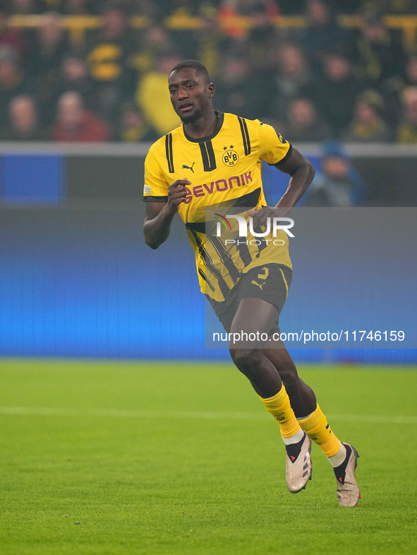 Serhou Guirassy of Borussia Dortmund  looks on during the Champions League Round 4 match between Borussia Dortmund v SK Sturm Graz at the Si...