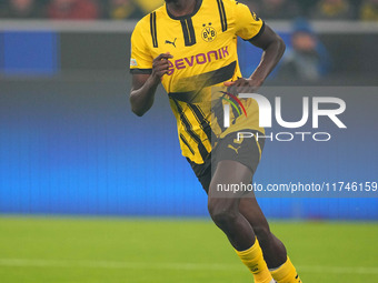 Serhou Guirassy of Borussia Dortmund  looks on during the Champions League Round 4 match between Borussia Dortmund v SK Sturm Graz at the Si...