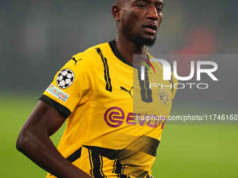 Serhou Guirassy of Borussia Dortmund  looks on during the Champions League Round 4 match between Borussia Dortmund v SK Sturm Graz at the Si...