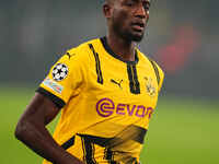 Serhou Guirassy of Borussia Dortmund  looks on during the Champions League Round 4 match between Borussia Dortmund v SK Sturm Graz at the Si...