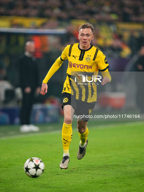 Maximilian Beier of Borussia Dortmund  controls the ball during the Champions League Round 4 match between Borussia Dortmund v SK Sturm Graz...