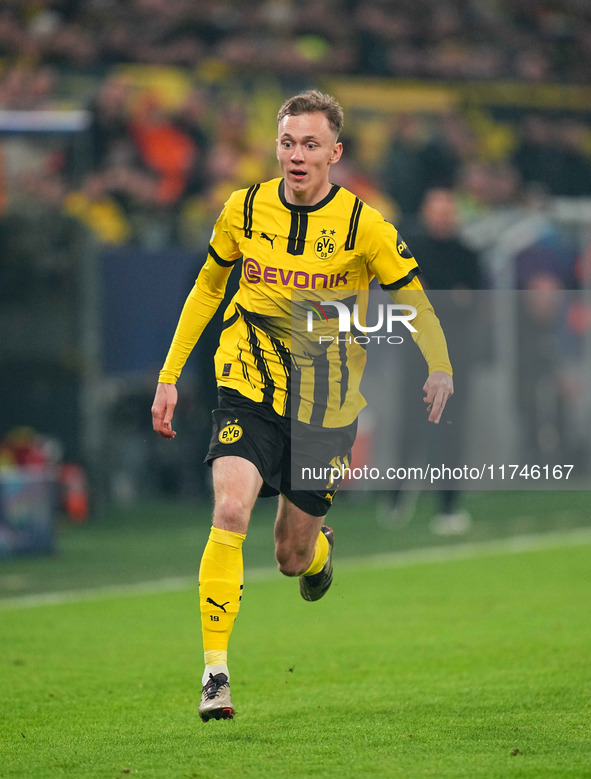 Maximilian Beier of Borussia Dortmund  controls the ball during the Champions League Round 4 match between Borussia Dortmund v SK Sturm Graz...