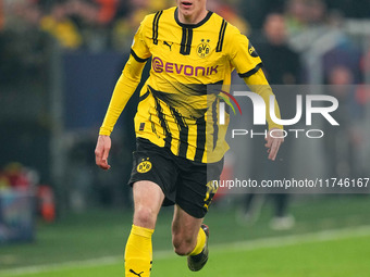 Maximilian Beier of Borussia Dortmund  controls the ball during the Champions League Round 4 match between Borussia Dortmund v SK Sturm Graz...