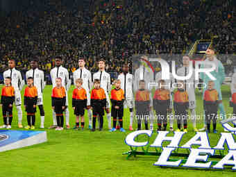  SK Sturm Graz team  during the Champions League Round 4 match between Borussia Dortmund v SK Sturm Graz at the Signal Luna Park stadium, Do...