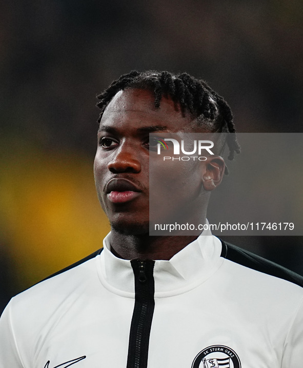 Seedy Jatta of SK Sturm Graz  looks on during the Champions League Round 4 match between Borussia Dortmund v SK Sturm Graz at the Signal Lun...