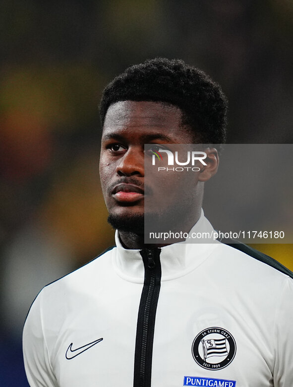 Tochi Chukwuani of SK Sturm Graz  looks on during the Champions League Round 4 match between Borussia Dortmund v SK Sturm Graz at the Signal...