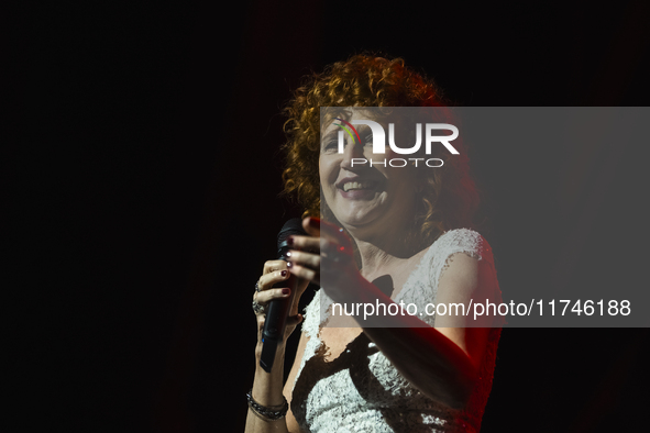 Fiorella Mannoia performs live at Teatro Augusteo in Naples, Italy, on November 5, 2024, as part of her ''Fiorella Sinfonica'' tour, accompa...