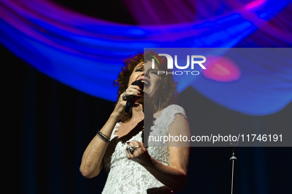 Fiorella Mannoia performs live at Teatro Augusteo in Naples, Italy, on November 5, 2024, as part of her ''Fiorella Sinfonica'' tour, accompa...