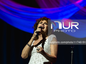 Fiorella Mannoia performs live at Teatro Augusteo in Naples, Italy, on November 5, 2024, as part of her ''Fiorella Sinfonica'' tour, accompa...