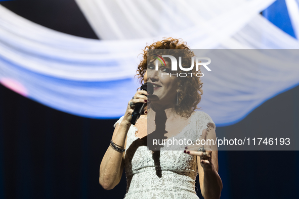 Fiorella Mannoia performs live at Teatro Augusteo in Naples, Italy, on November 5, 2024, as part of her ''Fiorella Sinfonica'' tour, accompa...