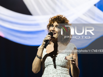 Fiorella Mannoia performs live at Teatro Augusteo in Naples, Italy, on November 5, 2024, as part of her ''Fiorella Sinfonica'' tour, accompa...