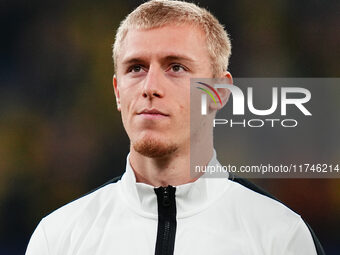 Mika Biereth of SK Sturm Graz  looks on during the Champions League Round 4 match between Borussia Dortmund v SK Sturm Graz at the Signal Lu...