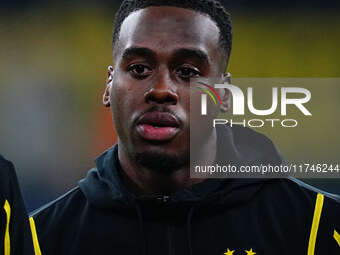 Jamie Gittens of Borussia Dortmund  looks on during the Champions League Round 4 match between Borussia Dortmund v SK Sturm Graz at the Sign...