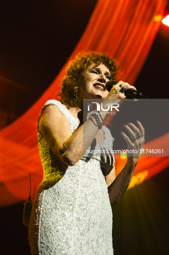 Fiorella Mannoia performs live at Teatro Augusteo in Naples, Italy, on November 5, 2024, as part of her ''Fiorella Sinfonica'' tour, accompa...