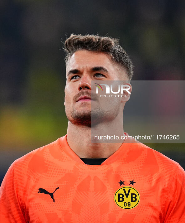 Alexander Meyer of Borussia Dortmund  looks on during the Champions League Round 4 match between Borussia Dortmund v SK Sturm Graz at the Si...