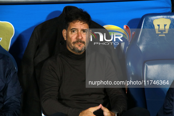 Gustavo Lema, technical director of the Pumas de la UNAM, is seen during the match corresponding to round 16 of the Apertura 2024 tournament...