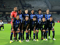 Queretaro players pose before the match corresponding to round 16 of the Apertura 2024 tournament of the Liga BBVA MX, between the Pumas de...