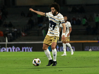 Cesar Huerta #12 of the Pumas de la UNAM dribbles the ball during the match corresponding to round 16 of the Apertura 2024 tournament of the...