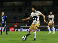 Cesar Huerta #12 of the Pumas de la UNAM dribbles the ball during the match corresponding to round 16 of the Apertura 2024 tournament of the...