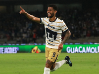 Jose Caicedo #8 of Pumas de la UNAM celebrates his goal during the match corresponding to round 16 of the Apertura 2024 tournament of the Li...