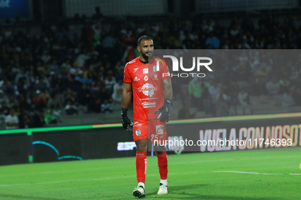 Goalkeeper Guillermo Allison #25 of Queretaro is seen during the match corresponding to round 16 of the Apertura 2024 tournament of the Liga...