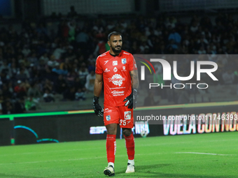 Goalkeeper Guillermo Allison #25 of Queretaro is seen during the match corresponding to round 16 of the Apertura 2024 tournament of the Liga...