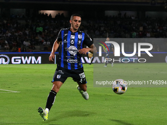 Franco Russo #4 of Queretaro watches the ball during the match corresponding to round 16 of the Apertura 2024 tournament of the Liga BBVA MX...