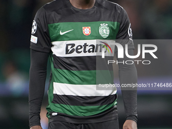 Ousmane Diomande of Sporting CP looks on during the UEFA Champions League match between Sporting CP and Manchester City at Jose Alvalade Sta...