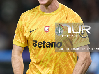 Franco Israel of Sporting CP celebrates victory after the UEFA Champions League match between Sporting CP and Manchester City at Jose Alvala...