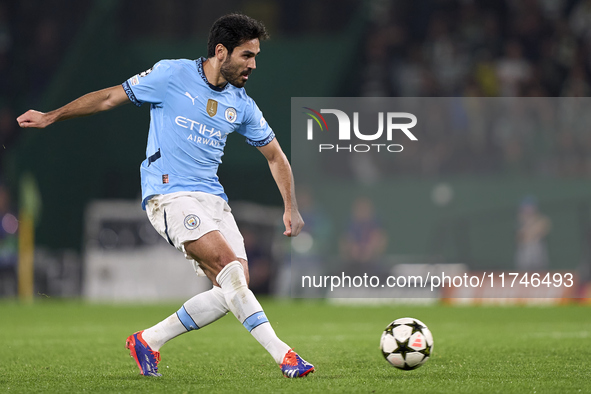 Ilkay Gundogan of Manchester City plays during the UEFA Champions League match between Sporting CP and Manchester City at Jose Alvalade Stad...