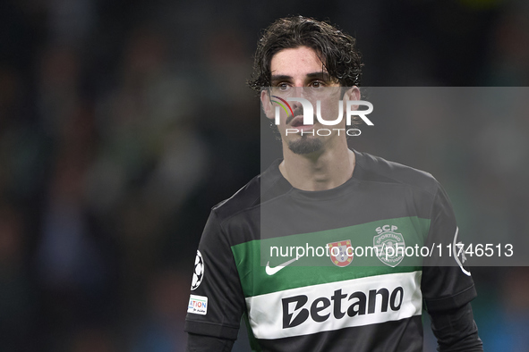 Francisco Trincao of Sporting CP looks on during the UEFA Champions League match between Sporting CP and Manchester City at Jose Alvalade St...