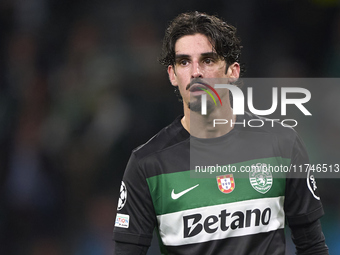 Francisco Trincao of Sporting CP looks on during the UEFA Champions League match between Sporting CP and Manchester City at Jose Alvalade St...