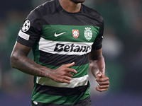 Matheus Reis of Sporting CP looks on during the UEFA Champions League match between Sporting CP and Manchester City at Jose Alvalade Stadium...