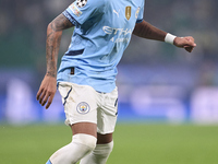 Savinho of Manchester City plays during the UEFA Champions League match between Sporting CP and Manchester City at Jose Alvalade Stadium in...