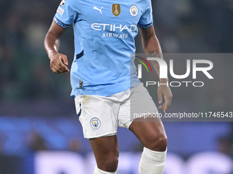 Manuel Akanji of Manchester City plays during the UEFA Champions League match between Sporting CP and Manchester City at Jose Alvalade Stadi...