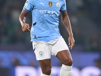 Manuel Akanji of Manchester City plays during the UEFA Champions League match between Sporting CP and Manchester City at Jose Alvalade Stadi...