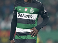 Geovany Quenda of Sporting CP looks on during the UEFA Champions League match between Sporting CP and Manchester City at Jose Alvalade Stadi...