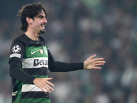 Francisco Trincao of Sporting CP reacts during the UEFA Champions League match between Sporting CP and Manchester City at Jose Alvalade Stad...