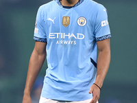 Jahmai Simpson-Pusey of Manchester City looks on during the UEFA Champions League match between Sporting CP and Manchester City at Jose Alva...