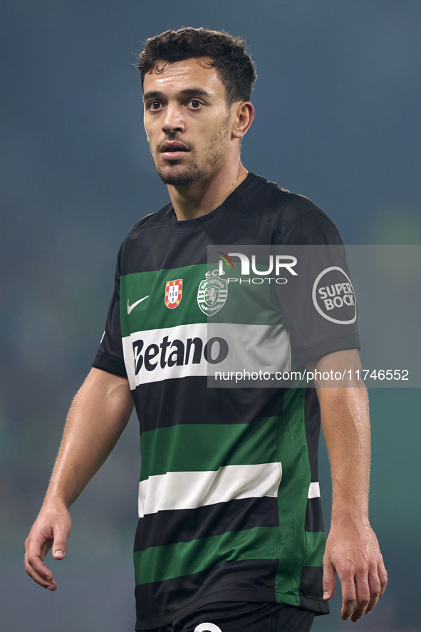 Pedro Goncalves of Sporting CP looks on during the UEFA Champions League match between Sporting CP and Manchester City at Jose Alvalade Stad...