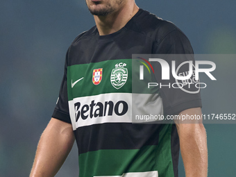 Pedro Goncalves of Sporting CP looks on during the UEFA Champions League match between Sporting CP and Manchester City at Jose Alvalade Stad...