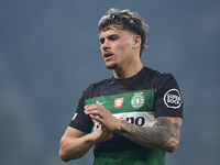 Maxi Araujo of Sporting CP reacts during the UEFA Champions League match between Sporting CP and Manchester City at Jose Alvalade Stadium in...