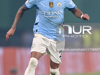 Savinho of Manchester City plays during the UEFA Champions League match between Sporting CP and Manchester City at Jose Alvalade Stadium in...