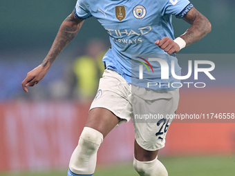 Savinho of Manchester City plays during the UEFA Champions League match between Sporting CP and Manchester City at Jose Alvalade Stadium in...