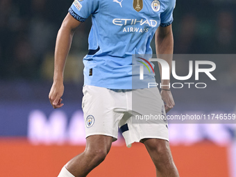 Jahmai Simpson-Pusey of Manchester City is in action during the UEFA Champions League match between Sporting CP and Manchester City at Jose...